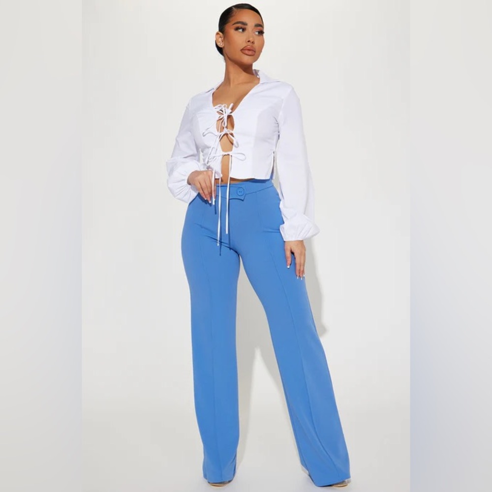 Call It Even Wide Leg Dress Pants - Slate Blue